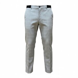 Zara Dress Pants Gray Plaid XL Elastic Back Waist Women's Straight Leg Stretch‎